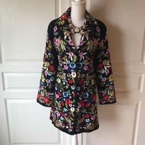 Paparazzi by Biz Black Embroidered Long Jacket